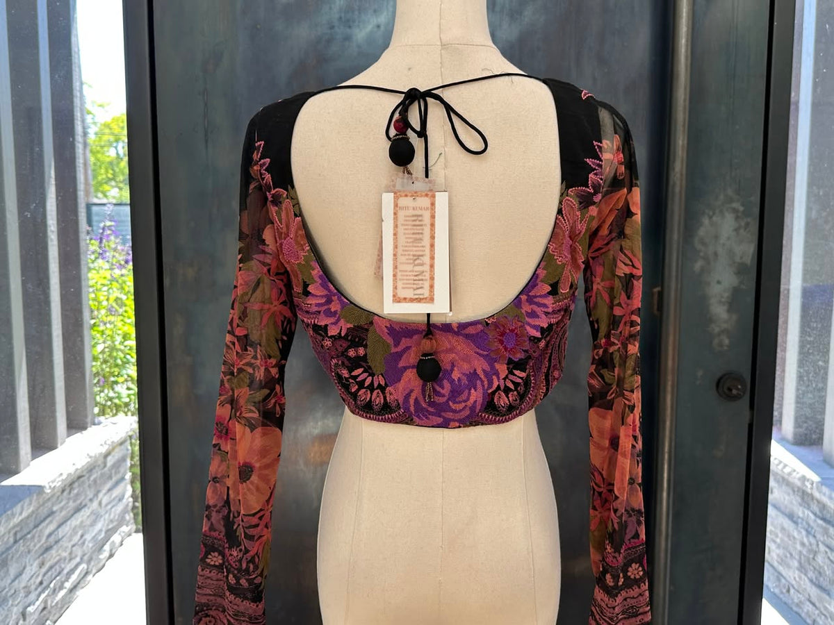 Ritu Kumar Black Embroidered Blouse