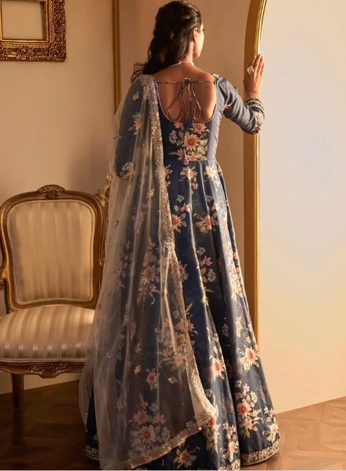 Lashkaraa Blue Floral Anarkali