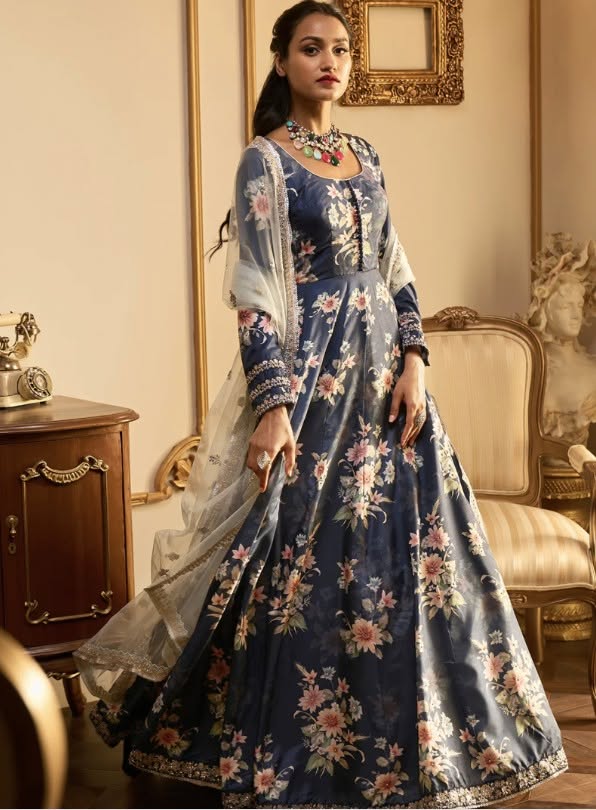 Lashkaraa Blue Floral Anarkali
