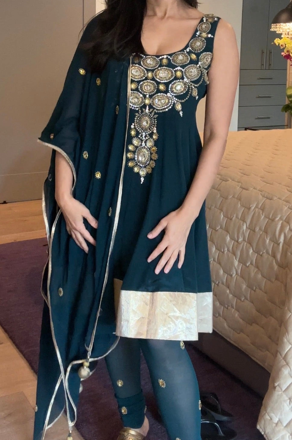 Preloved Payal Singhal Teal Anarkali Set