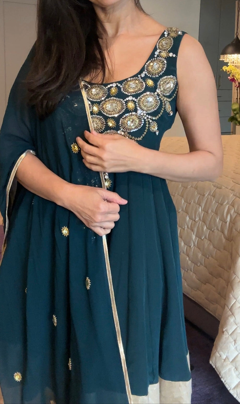 Preloved Payal Singhal Teal Anarkali Set