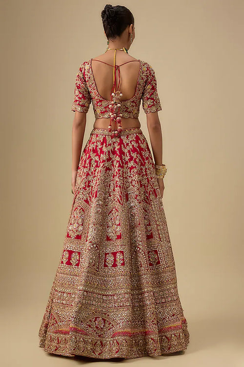 Kalighata Maroon Raw Silk Zardosi Embroidered Lehenga Set